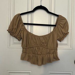 Brown Ruched Crop Top
